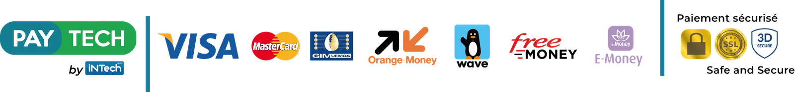 Paiement via OrangeMoney, Wave, FreeMoney