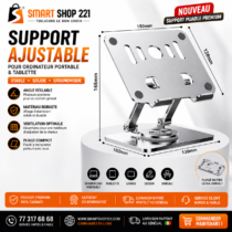 Support Ajustable pour Ordinateur Portable – Aluminium Premium